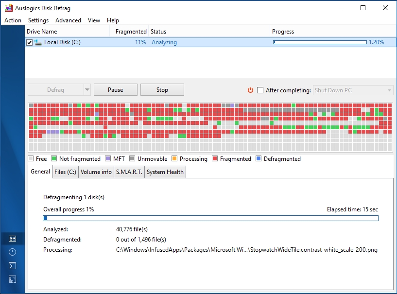 Defragment your disk for better PC performance.