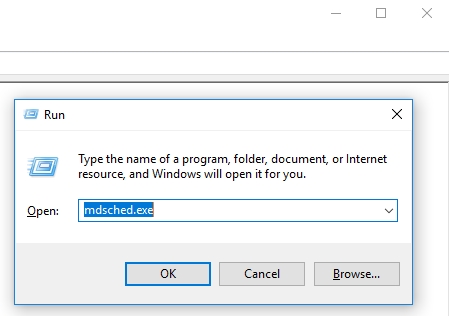 Type mdsched.exe and press Enter.