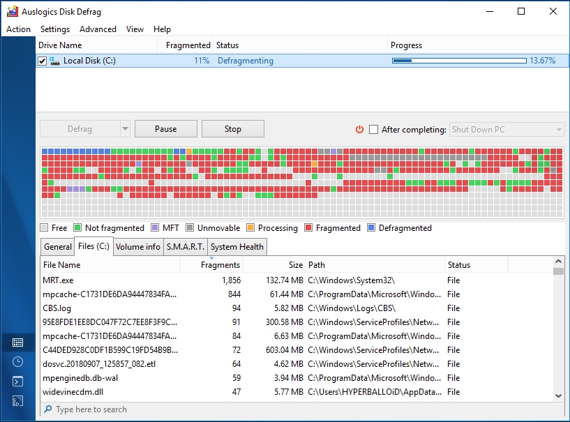 Defragmenting your disk will improve your PC for performance.