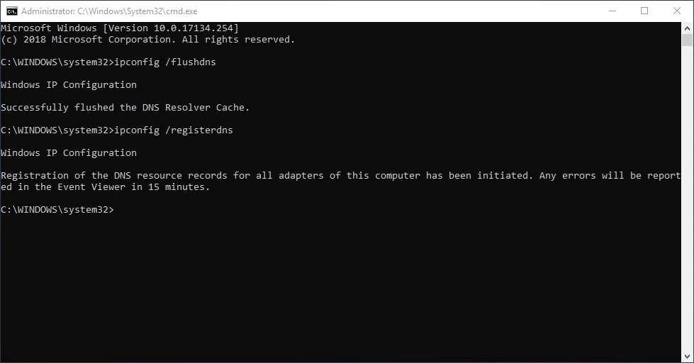 Type ipconfig /registerdns