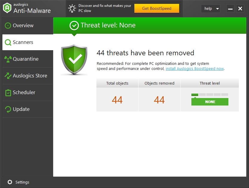 You can see how many threats have been removed from your PC.