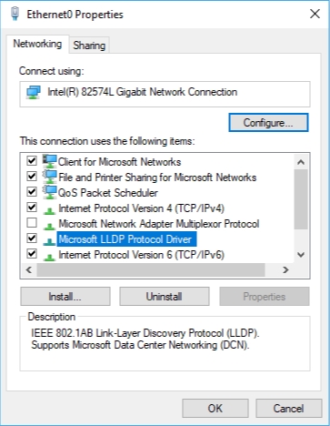 Check the box next to Microsoft Protocol LLDP Protocol Driver