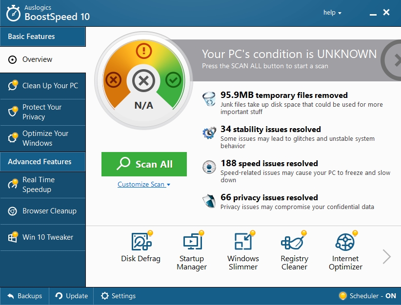 Click Scan all to check your OS for issues.