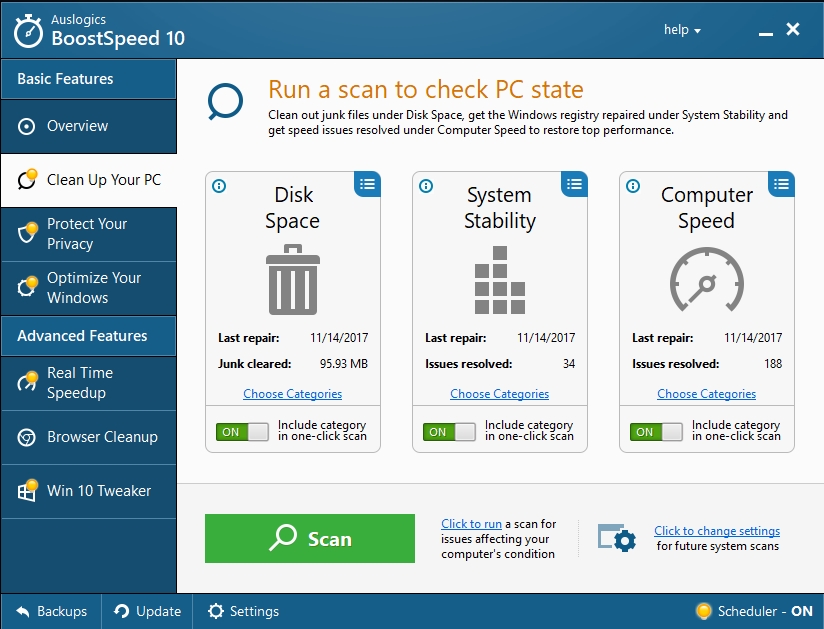 Click Scan to check the state of your PC.