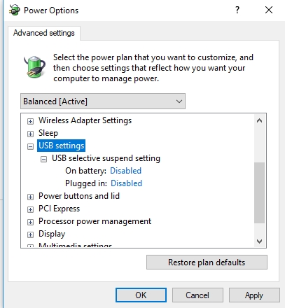 Tweak your USB power settings.