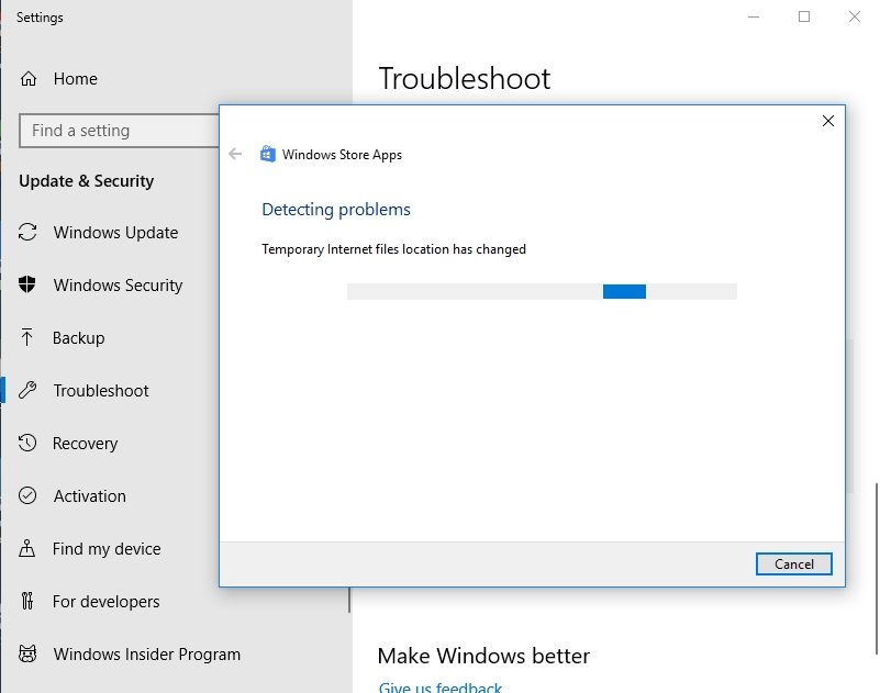 Run the Windows Update troubleshooter.