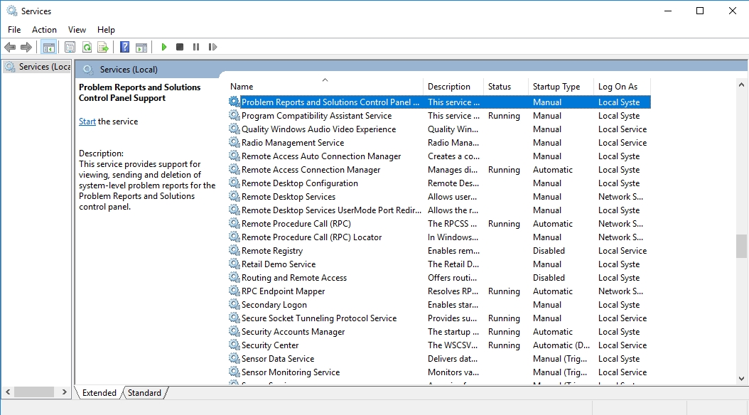 Locate Problem Reports and Solution Control Panel