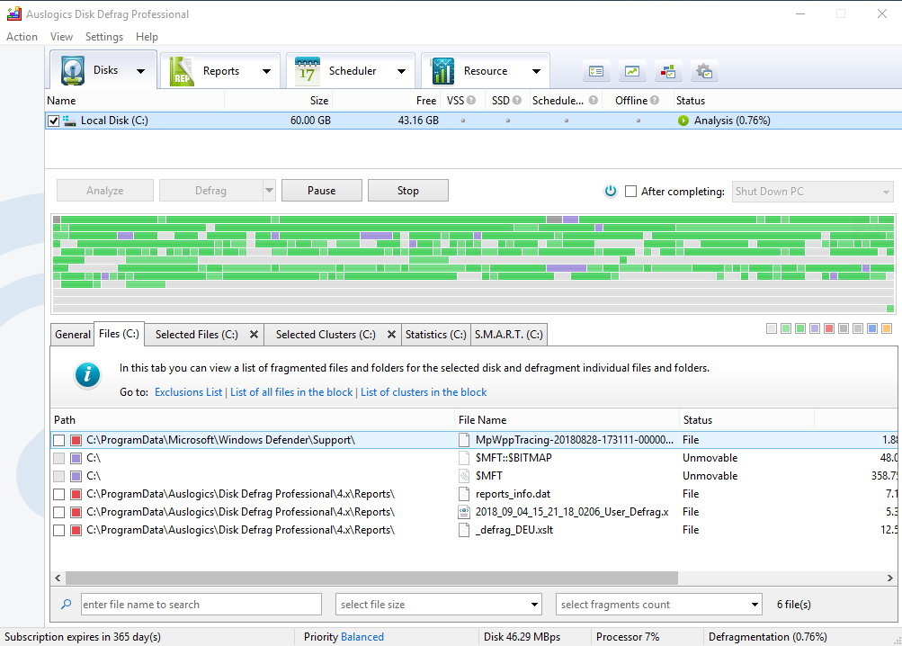 Defrag your disk to improve your PC performance.