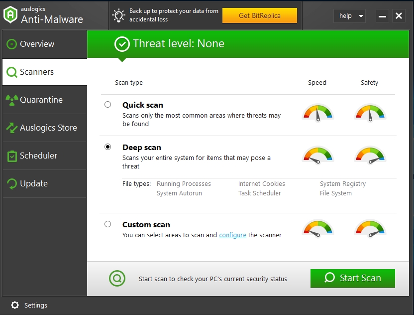 Conduct a thorough scan with Auslogics Anti-Malware