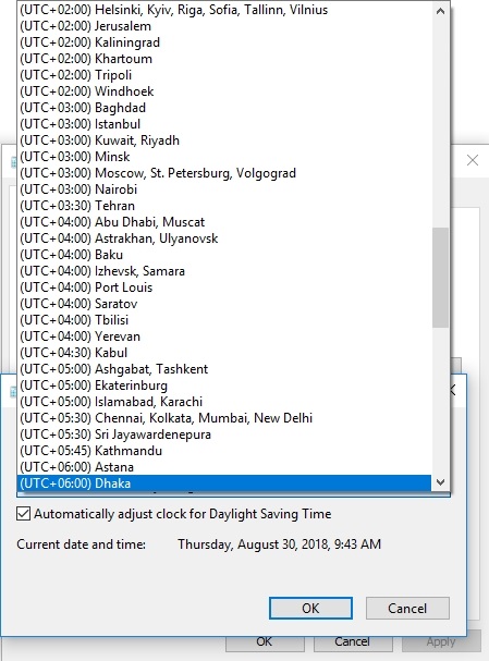 Select your time zone accurately