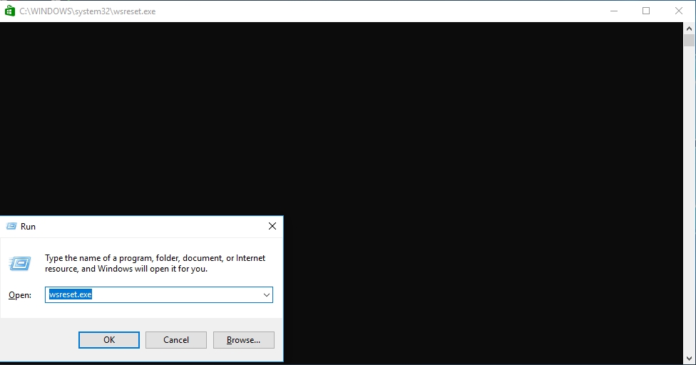 Type wsreset.exe 