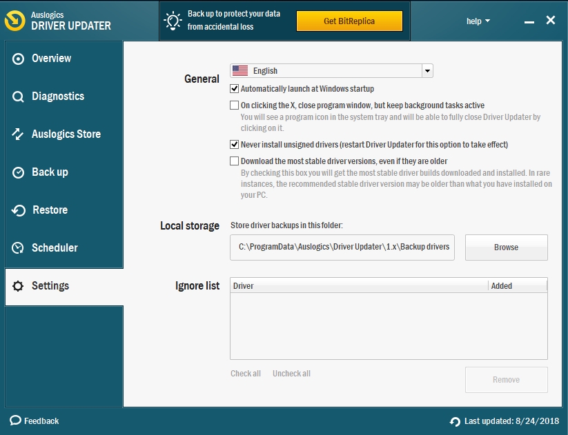 Configure Auslogics Driver Updater to resolve all your driver issues.