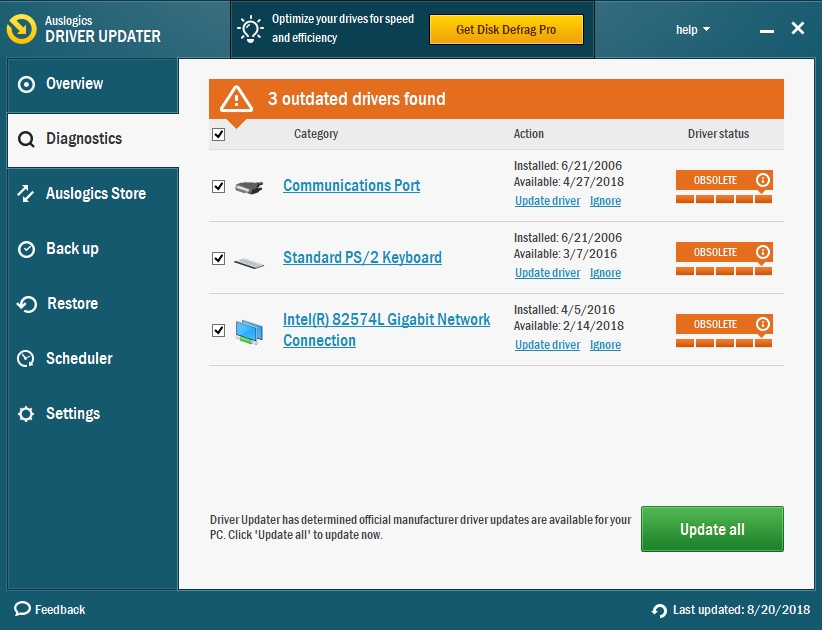 Make sure to update your obsolete drivers.