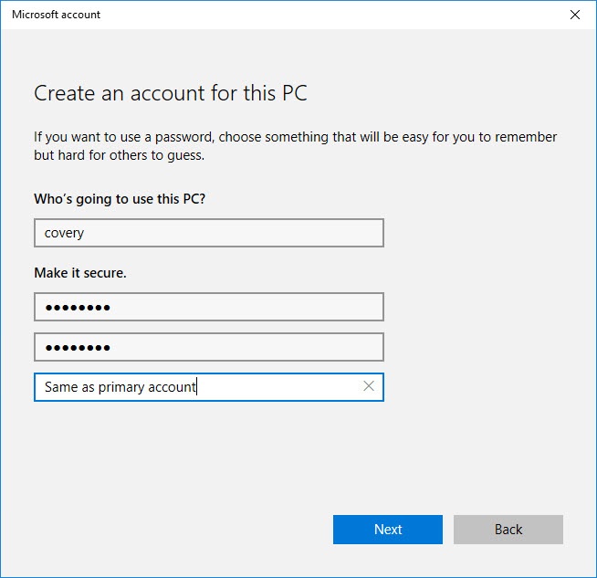 Fill in the credentials and create a password for your new account
