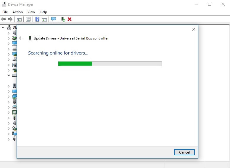 Universal Serial Bus controller drivers via Device Manager.