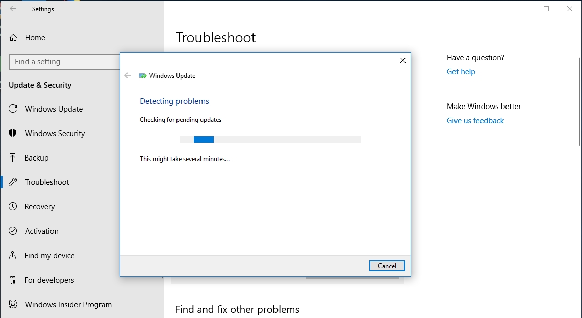 Fix your update issues with the built-in troubleshooter.