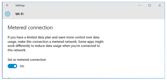 Toggle on the Set as metered connection option.