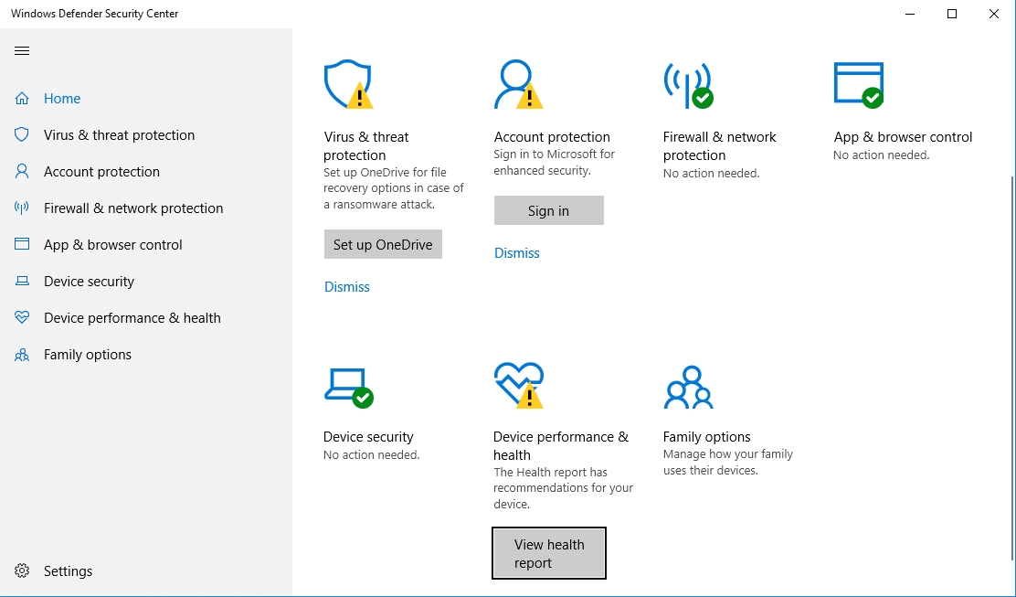 Check Windows Defender Security Center.