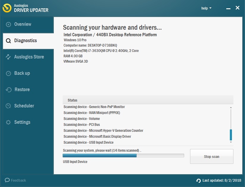 Auslogics Driver Updater will scan your hardware and drivers for malfunctions.