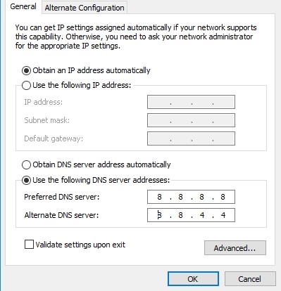 Configure your DNS settings.