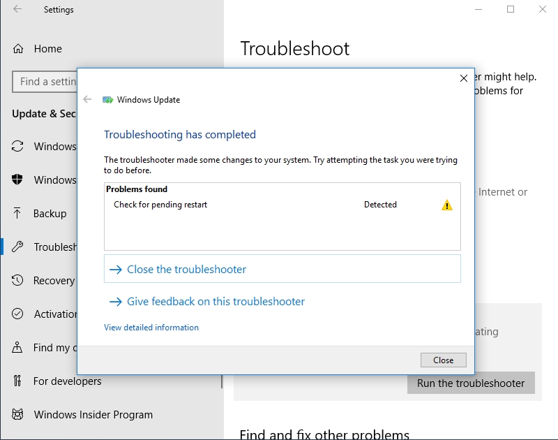 You will be reported about the problems the troubleshooter has found.