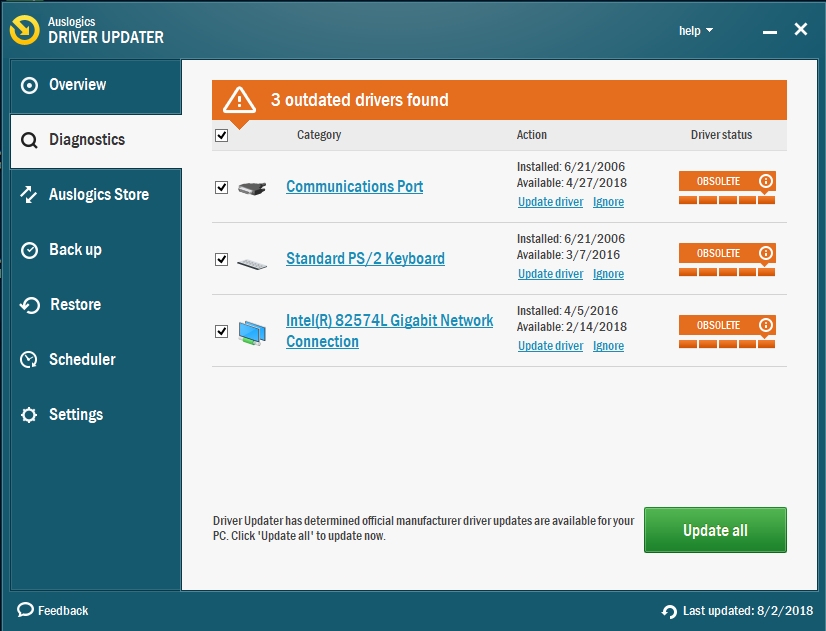 Check your drivers with Auslogics Driver Updater.