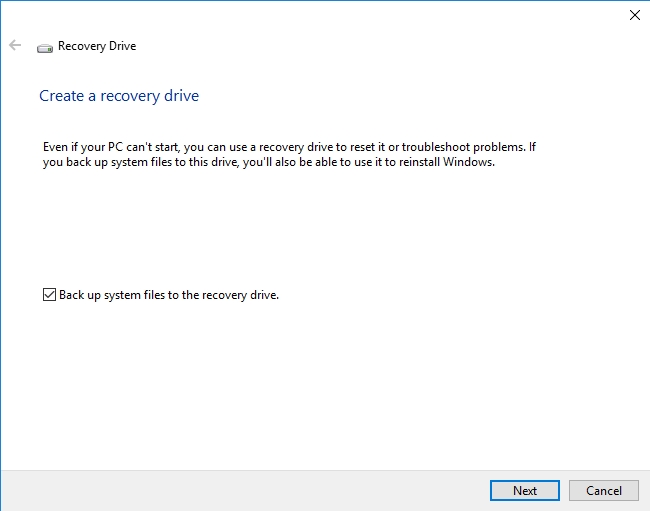 Create a restore drive to troubleshoot problems with your system.