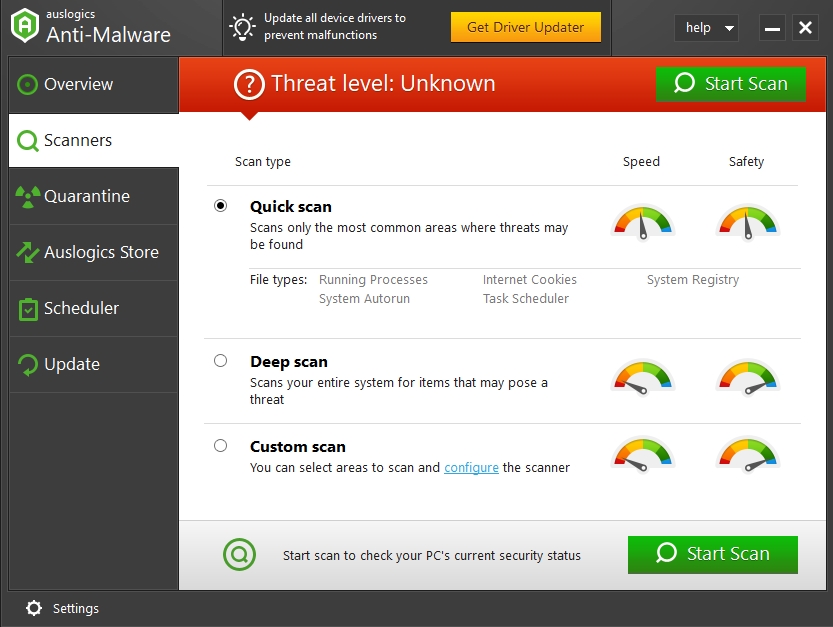 Scan your system with Auslogics Anti-Malware to detect and remove malware