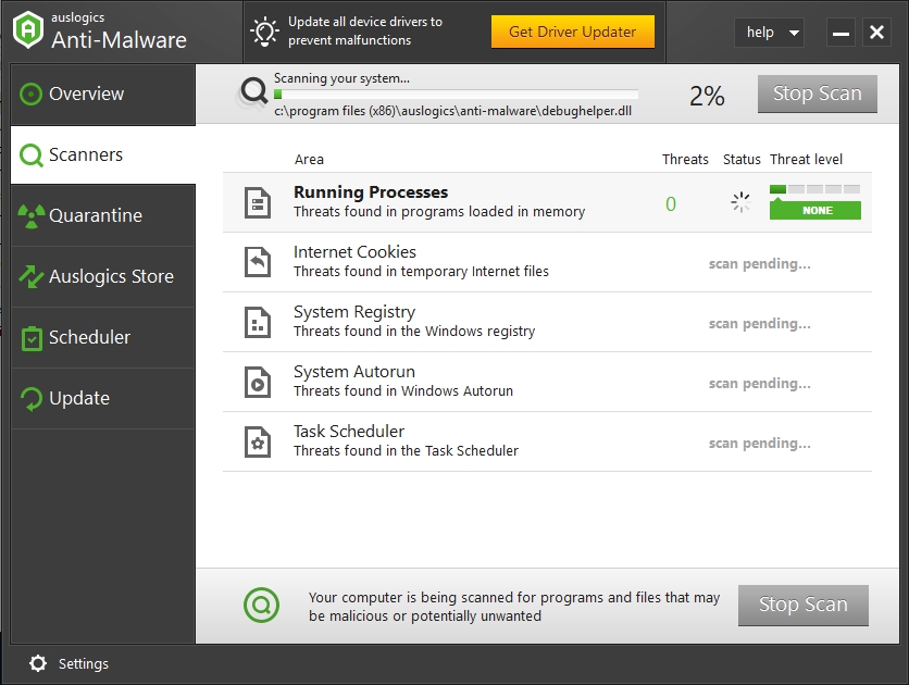 Scan your system for malicious threats.