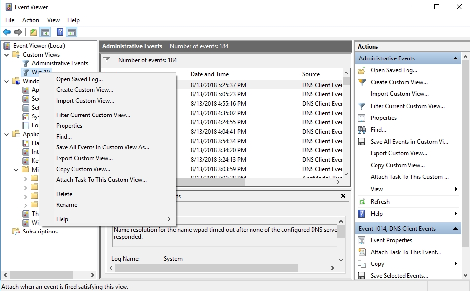 Browse Event Viewer to see what logs you can edit.