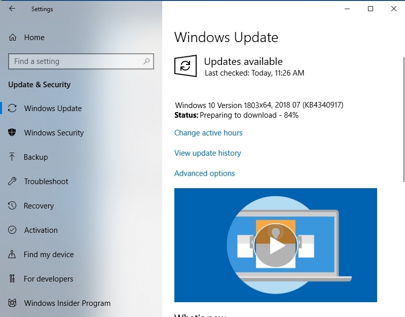 Check for available updates with Windows Update