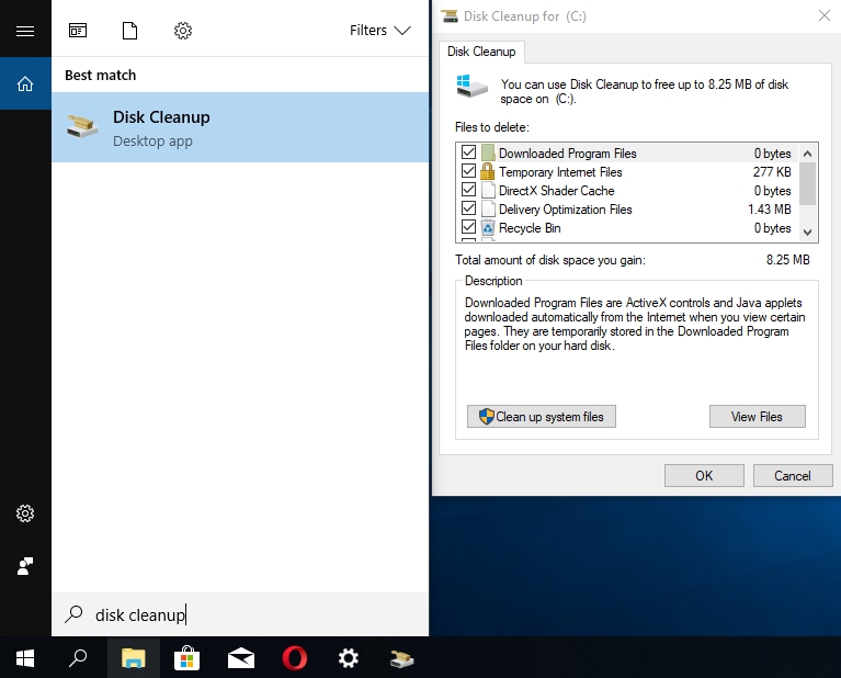 Run the Disk Cleanup app to declutter your drive.