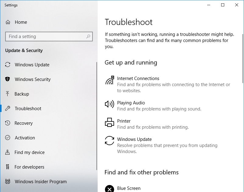 From the troubleshooters available, select Windows Update.