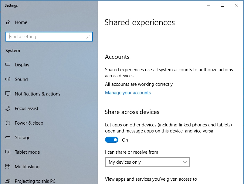 Access Shared Experiences to customize the feature's settings.