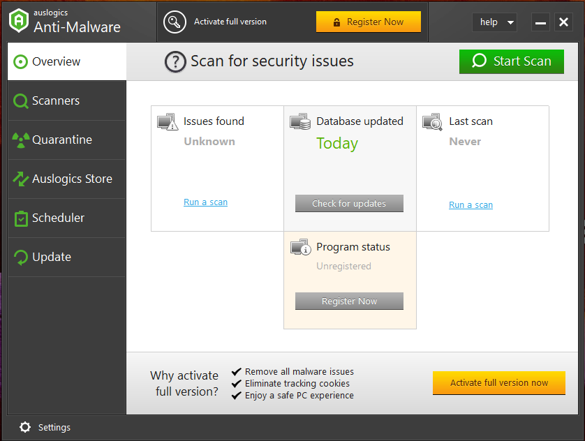 Make sure to activate Auslogics Anti-Malware to protect your system.