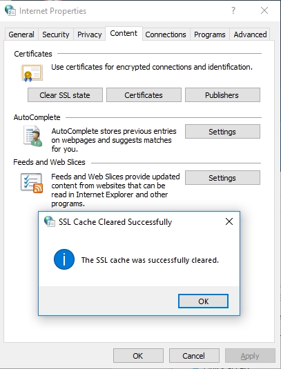Click Clear SSL state.