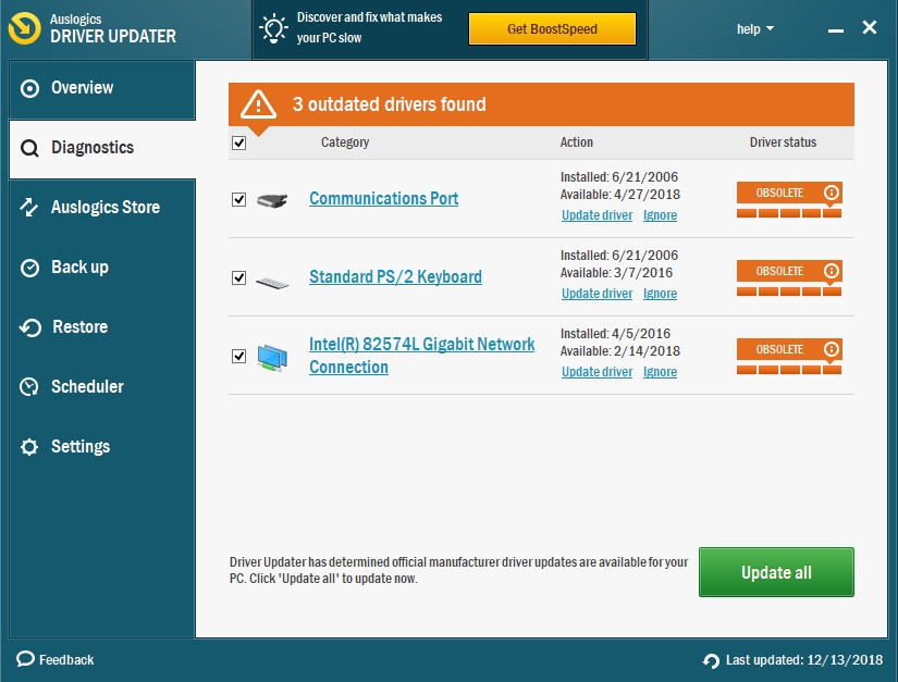 Scan your PC for outdated drivers.