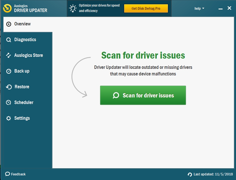 Click on Scan for driver issues.
