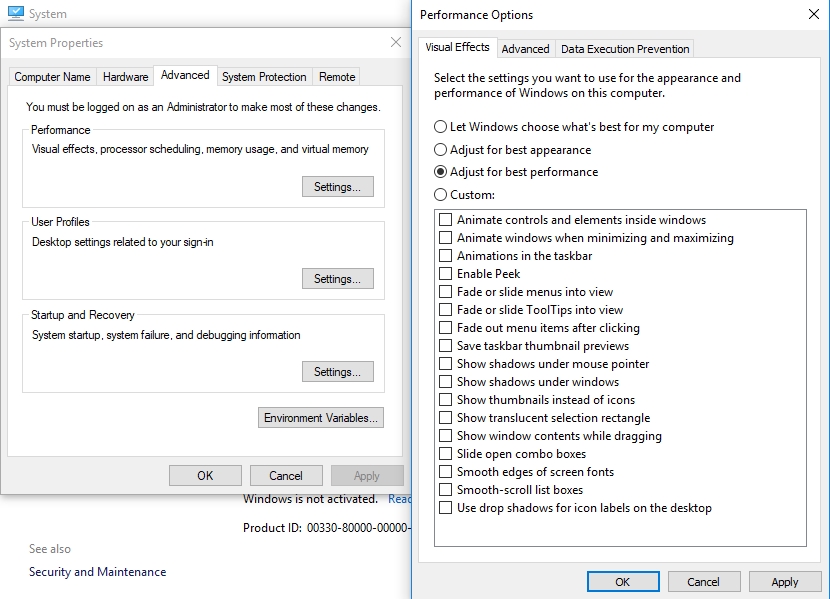 Select the Adjust for best performance option