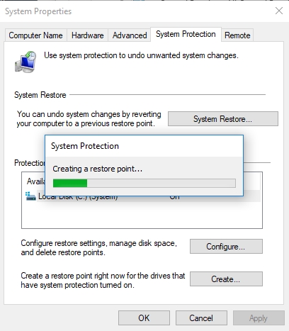 Create a restore point to take your system back to an earlier time.
