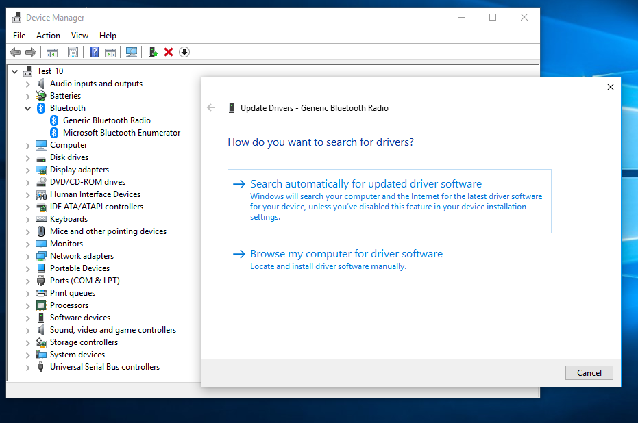 Get new Bluetooth drivers online.