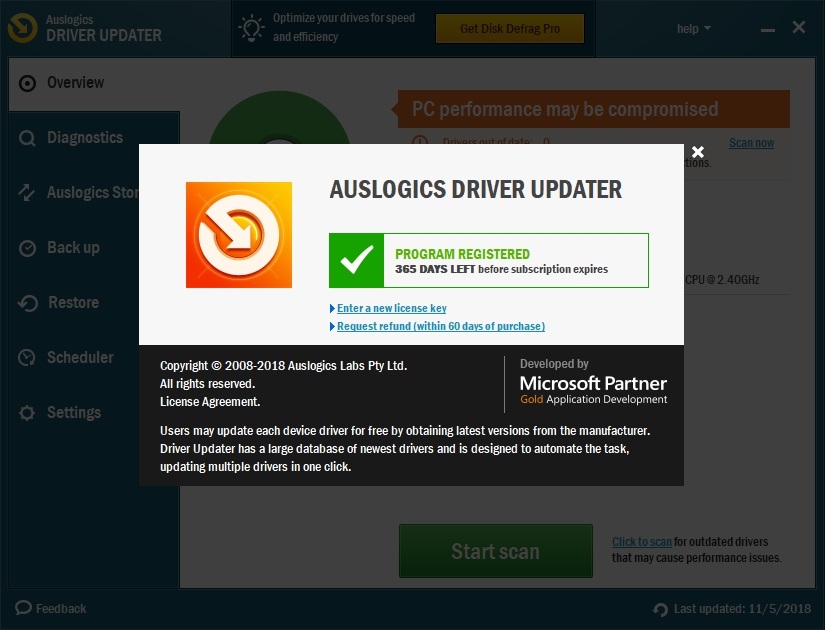 Register Auslogics Driver Updater to run it and get all your driver issues resolved