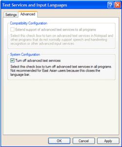 turn off advanced text services
